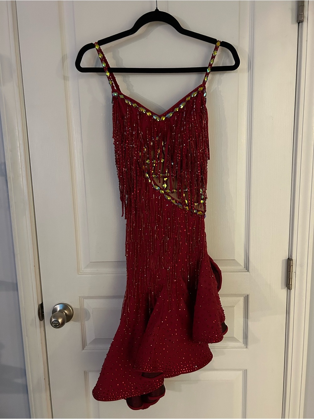 Red Beaded Fringe Salsa Dress - Brand Not Shown